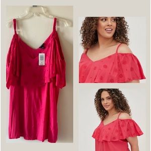 Torrid Magenta Challis Cold Shoulder Top
